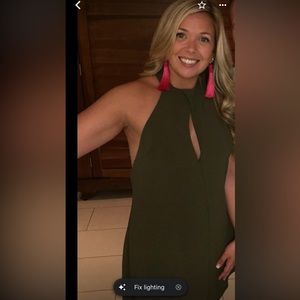 Lulus army green halter swing dress.